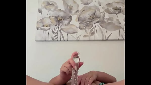 Fucking myself with a glass dildo in my Asian pussy