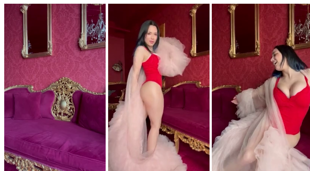 Sofia Gomez Sexy Red Lingerie Strip Tease Onlyfans Video